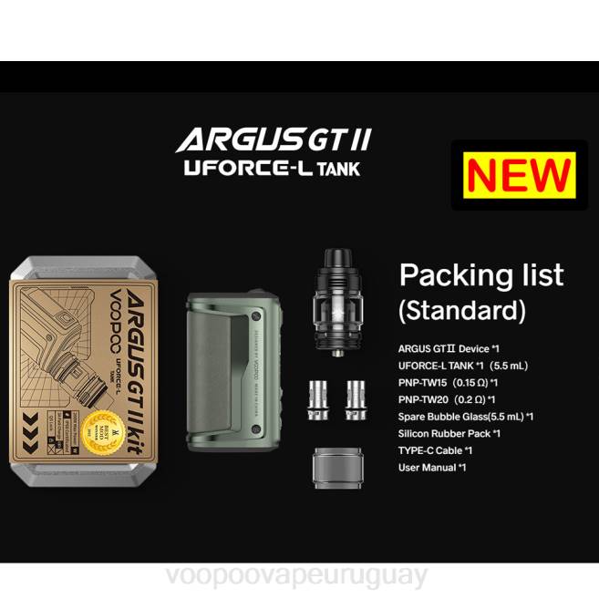 VOOPOO ARGUS GT II equipo de tanque grafito 42FL1 VOOPOO Uruguay